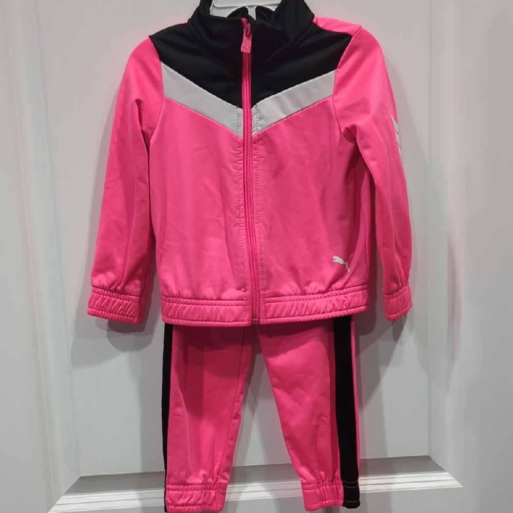 Puma Kids Pink and Black Tracksuit